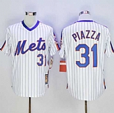 New York Mets #31 Mike Piazza White(Blue Strip) Mitchell And Ness Throwback Stitched Baseball Jersey,baseball caps,new era cap wholesale,wholesale hats